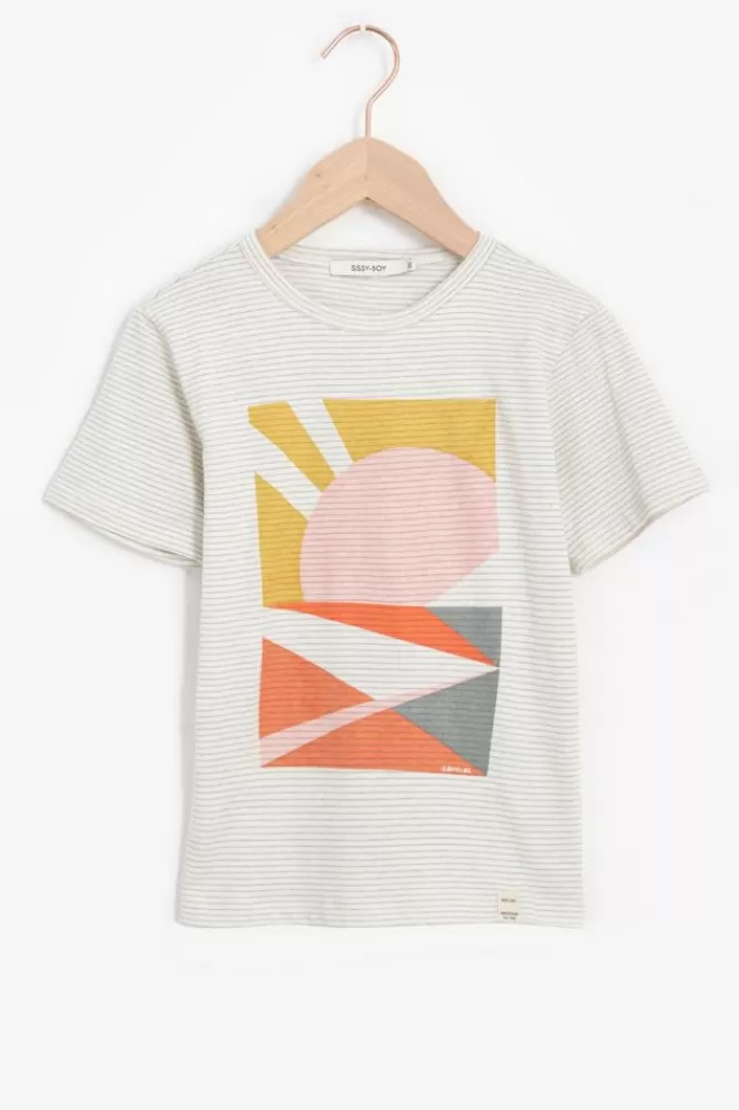 Kids * T-Shirts En Polo's-Gestreept T-Shirt Met Print