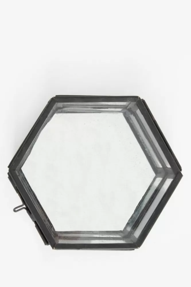 * Woonaccessoires-Glazen Box Hexagon Klein