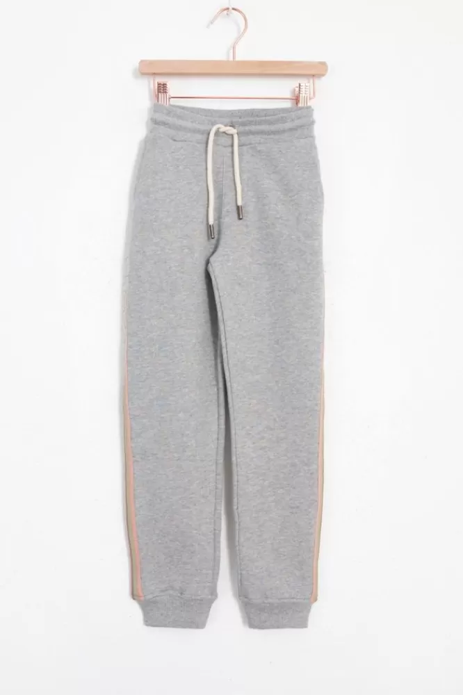 Kids * Broeken-Grijze Joggingbroek Met Streep