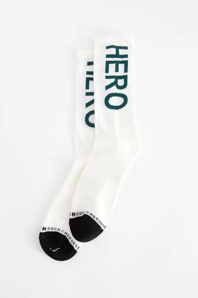 Heren Heroes on Socks Sokken- Witte Sokken Met E Print