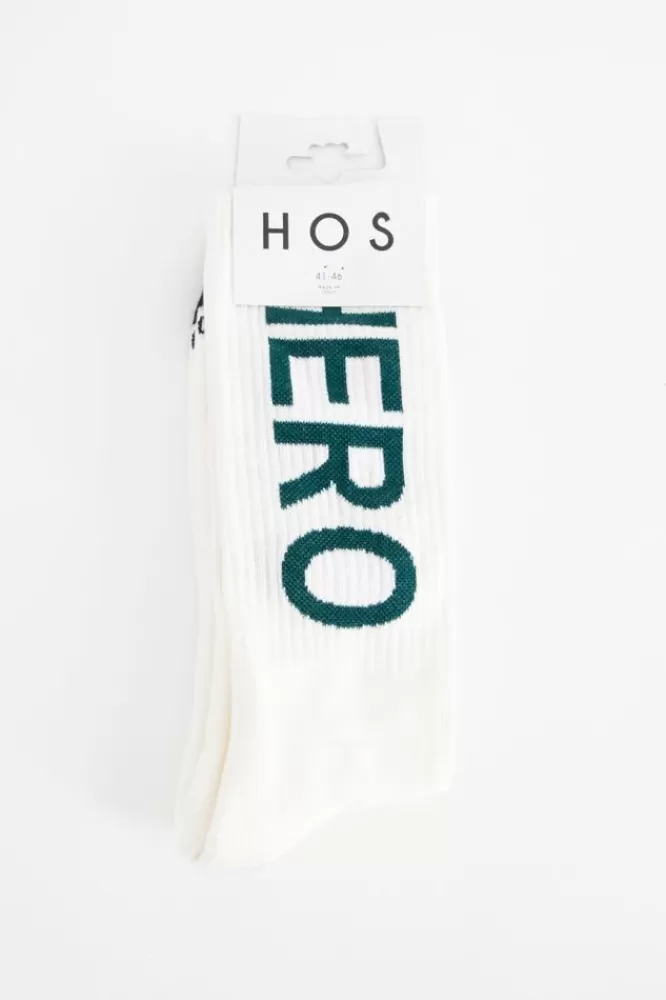 Heren Heroes on Socks Sokken- Witte Sokken Met E Print