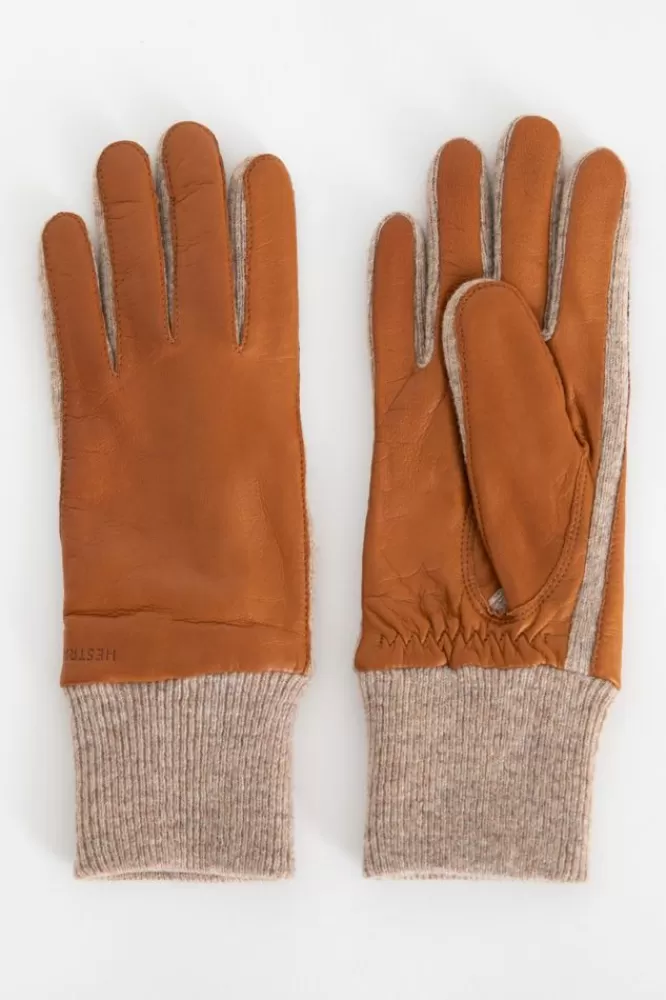 Dames Hestra Handschoenen- Cognac Leren Handschoenen