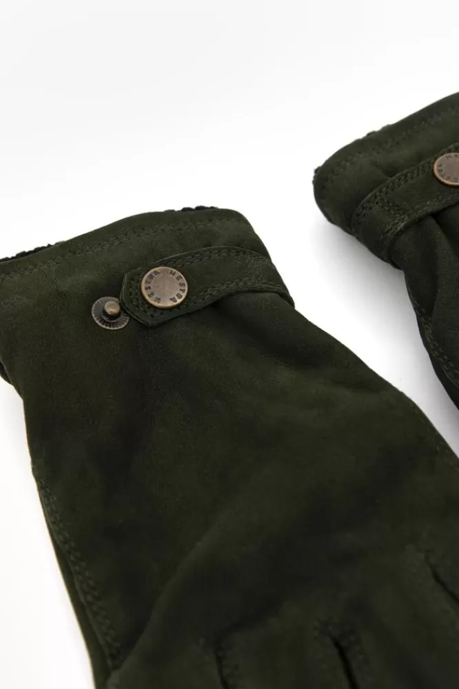 Heren Hestra Handschoenen- Donkergroene Nubuck Handschoenen