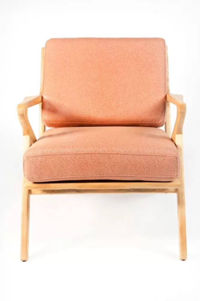 * Stoelen-Houten Stoel Mid Century Roze