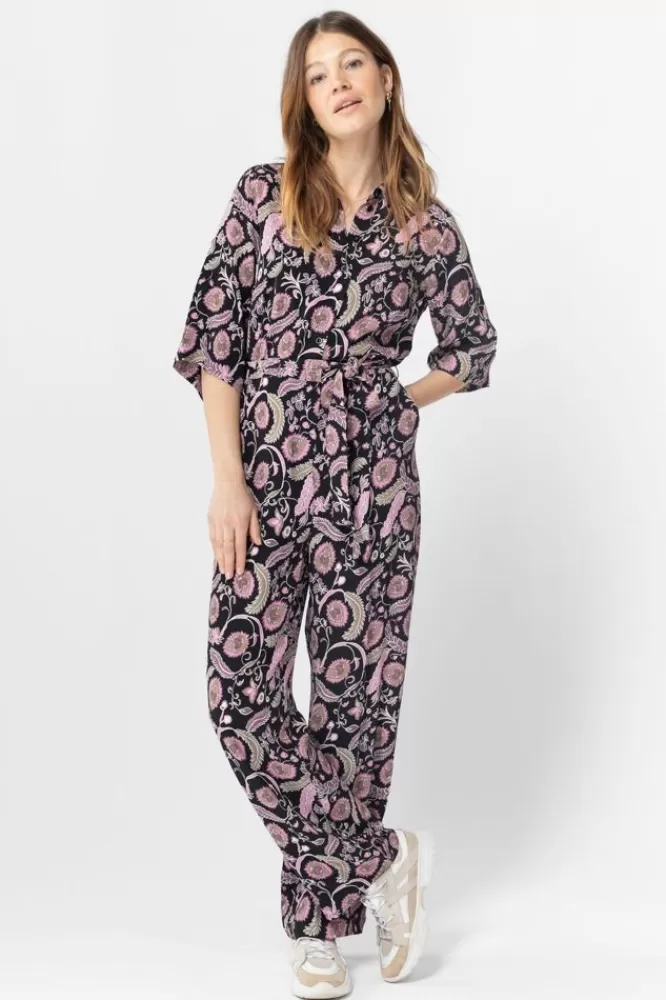 Dames Jumpsuits-JumpsuitMetPaarseBloemenprint