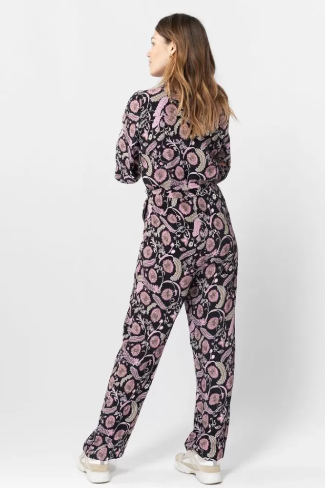 Dames Jumpsuits-JumpsuitMetPaarseBloemenprint