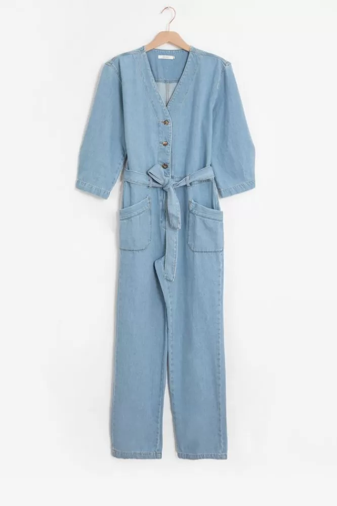 Dames Jumpsuits-LichtblauweBleachDenimJumpsuit