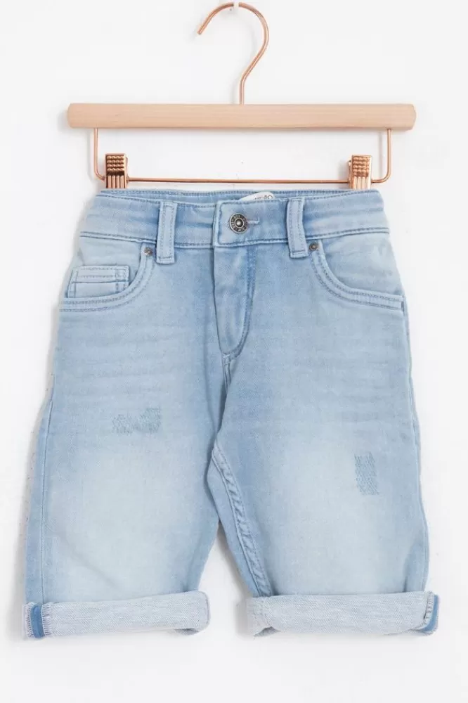 Kids * Broeken-Lichtblauwe Bleached Denim Shorts