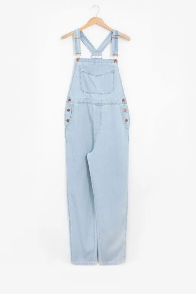 Dames Jumpsuits-LichtblauweDenimTuinbroekMetKnopen