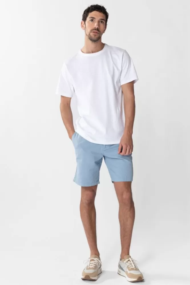 Heren * Broeken-Lichtblauwe Katoenen Chino Shorts