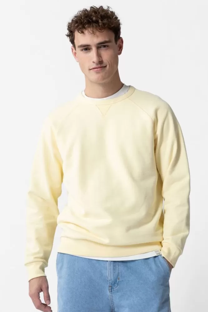 Heren * Truien En Vesten-Lichtgele Katoenen Raglan Sweater