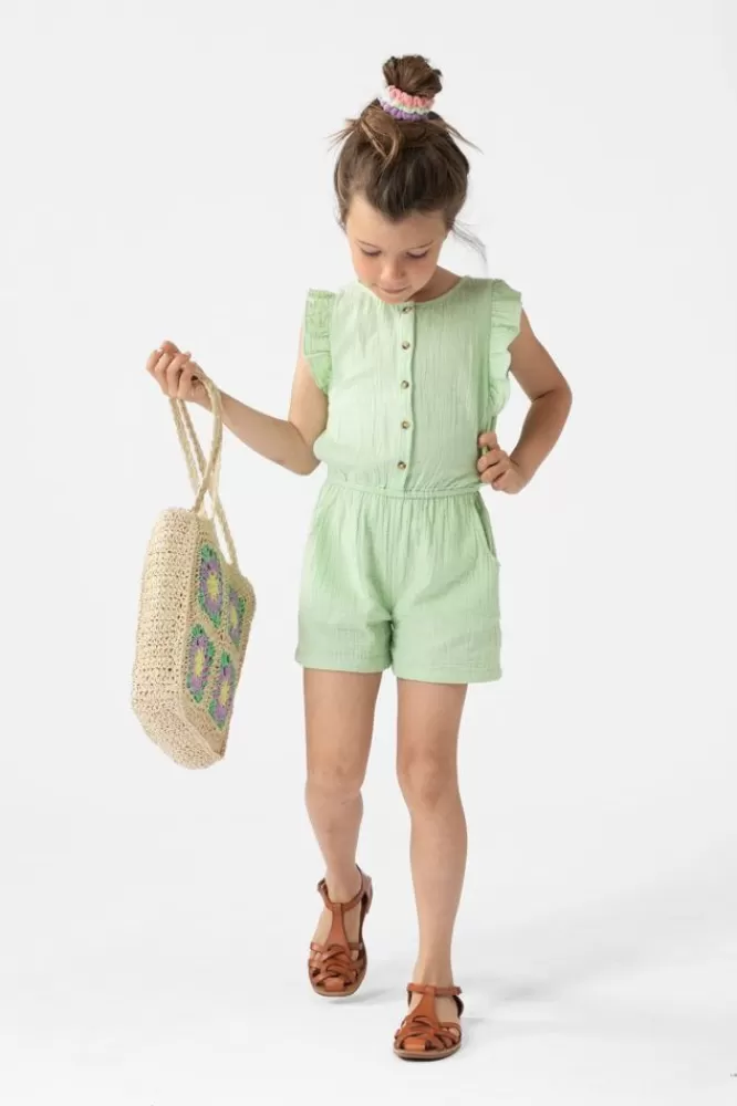 Kids * Jumpsuits-Lichtgroene Mousseline Jumpsuit