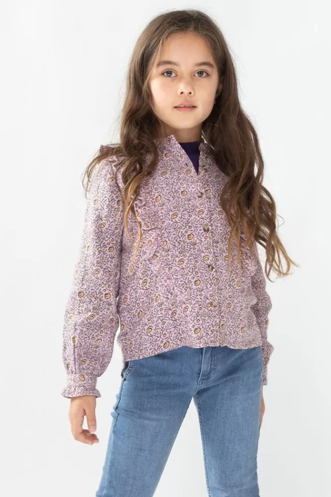 Kids * Blouses-Lichtpaarse Blouse Met Bloemenprint