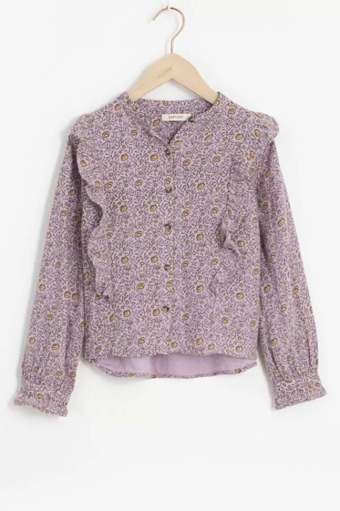 Kids * Blouses-Lichtpaarse Blouse Met Bloemenprint