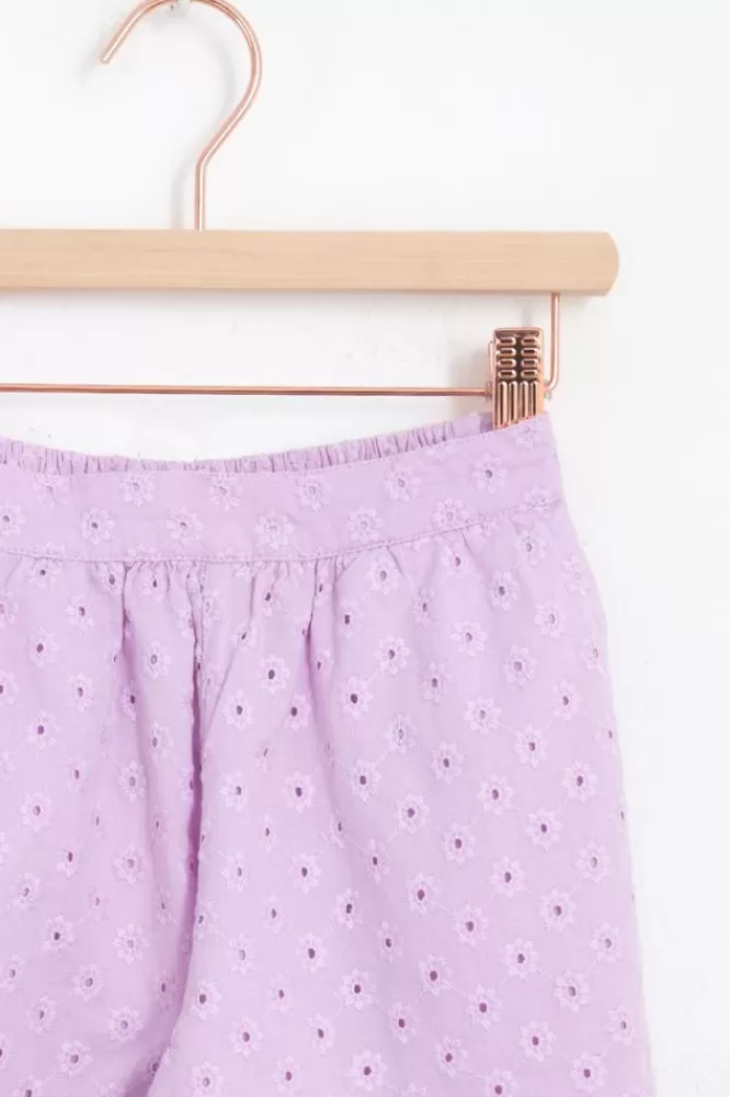 Kids * Broeken-Lichtpaarse Shorts Met Broderie Anglaise