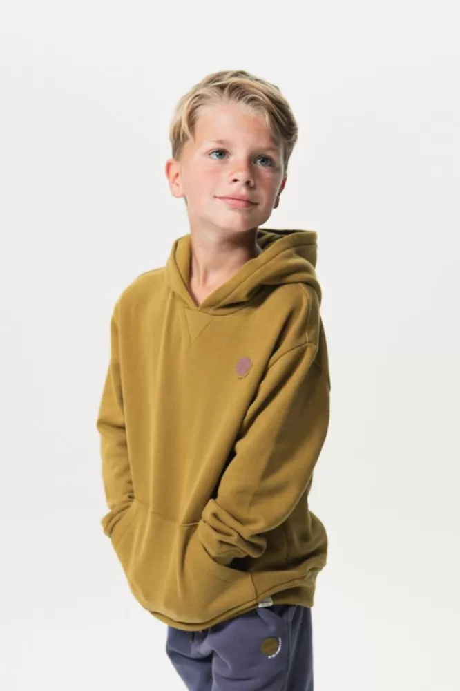 Kids * Truien En Vesten-Mosterd Groene Oversized Hoodie Met Flock Print