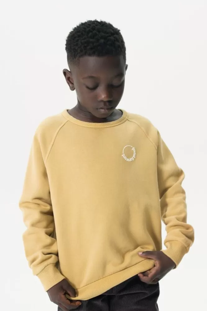 Kids * Truien En Vesten-Mosterdgele Raglan Sweater Met Print