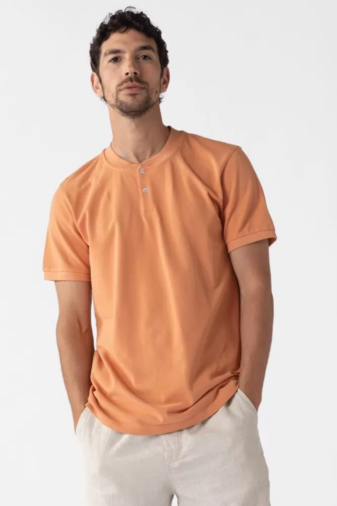 Heren * T-Shirts-Oranje Katoenen Polo