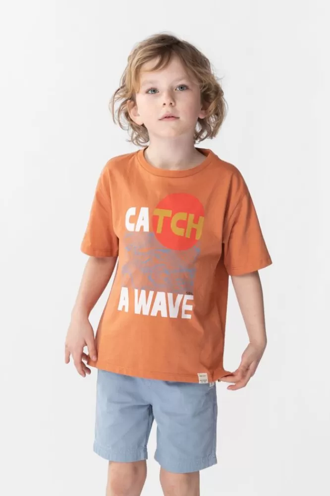 Kids * T-Shirts En Polo's-Oranje T-Shirt Met Print