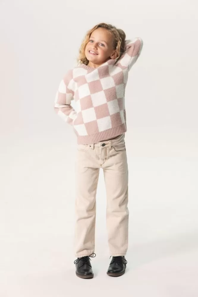 Kids * Truien En Vesten-Oudroze Gebreide Jacquard Trui Met Geblokt Patroon