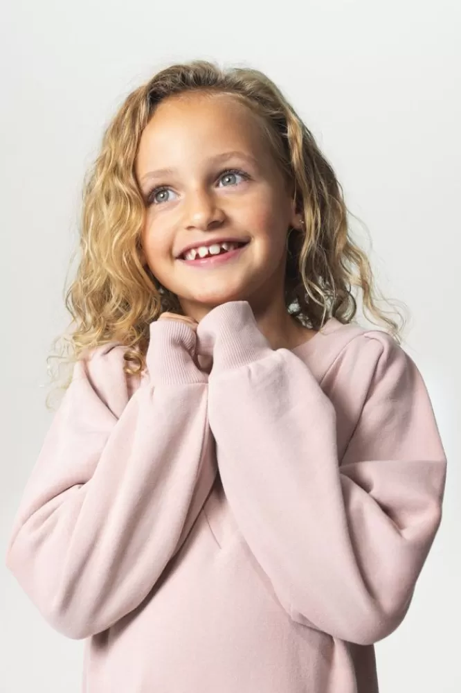 Kids * Jurken-Oudroze Sweater Jurk Met Plooien