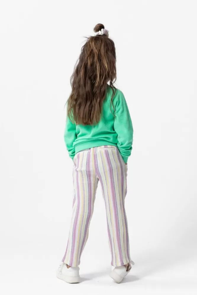 Kids * Broeken-Paars Geel Gestreepte Mousseline Broek