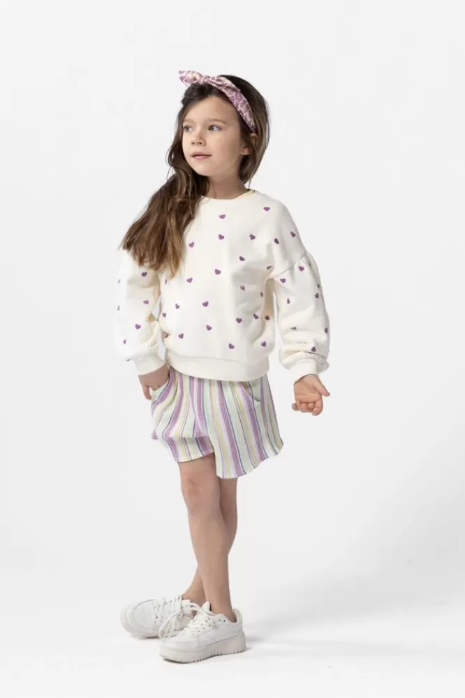 Kids * Broeken-Paars Geel Gestreepte Mousseline Shorts