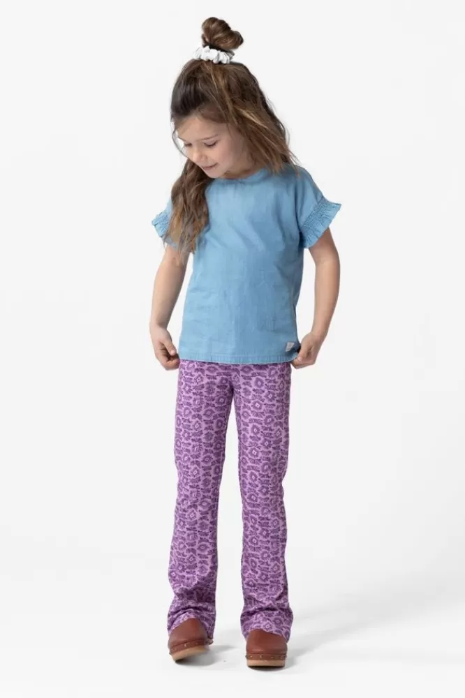 Kids * Broeken-Paarse Flared Legging Met Print