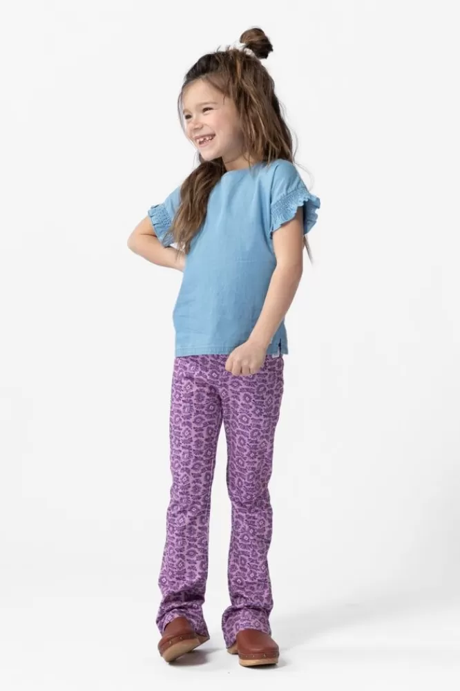 Kids * Broeken-Paarse Flared Legging Met Print