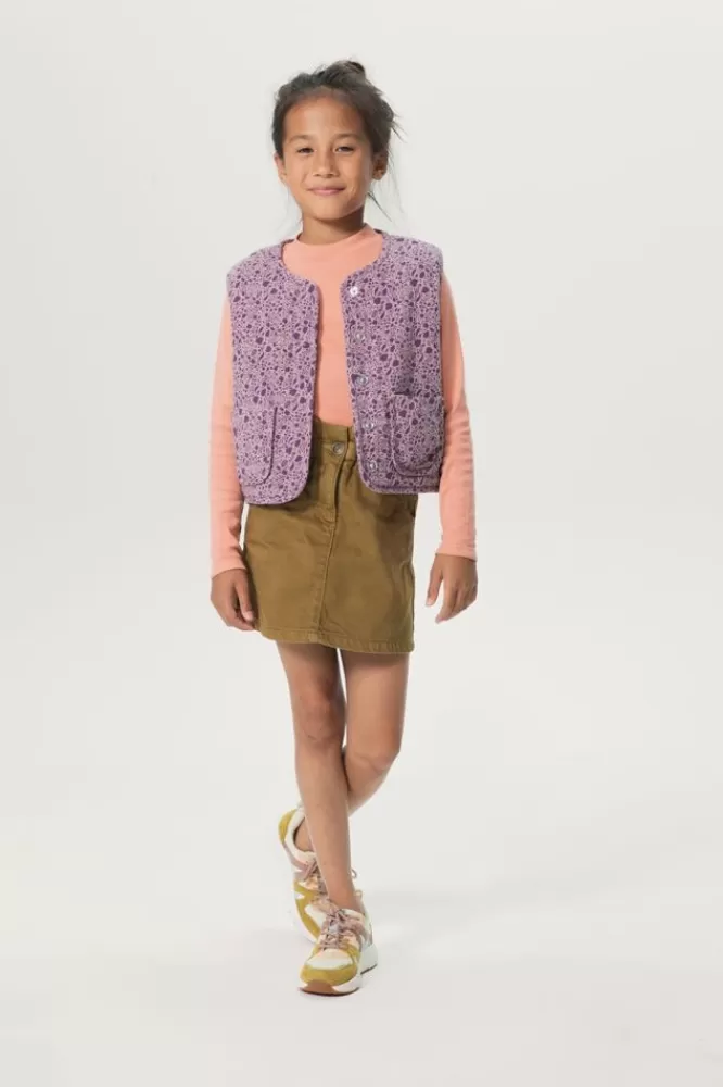 Kids * Blazers Jasjes & Gilets-Paarse Reversible Gilet Met Print En Lichte Padding