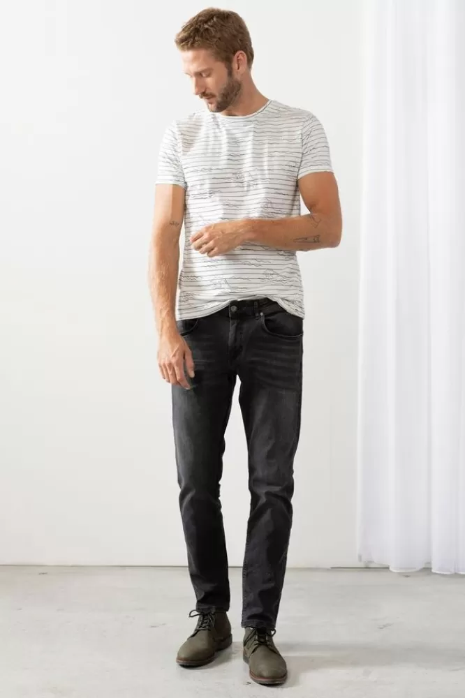 Heren * Jeans-Phil Washed Black Regular Fit Jeans