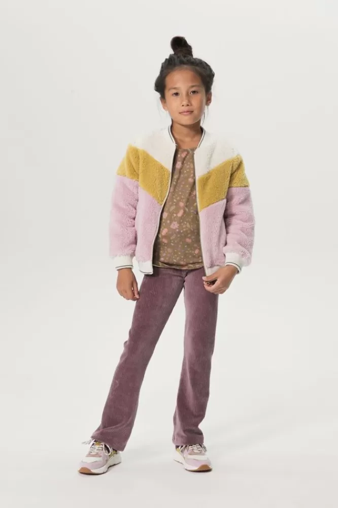 Kids * Blazers Jasjes & Gilets-Roze Faux Fur Colourblock Bomberjas