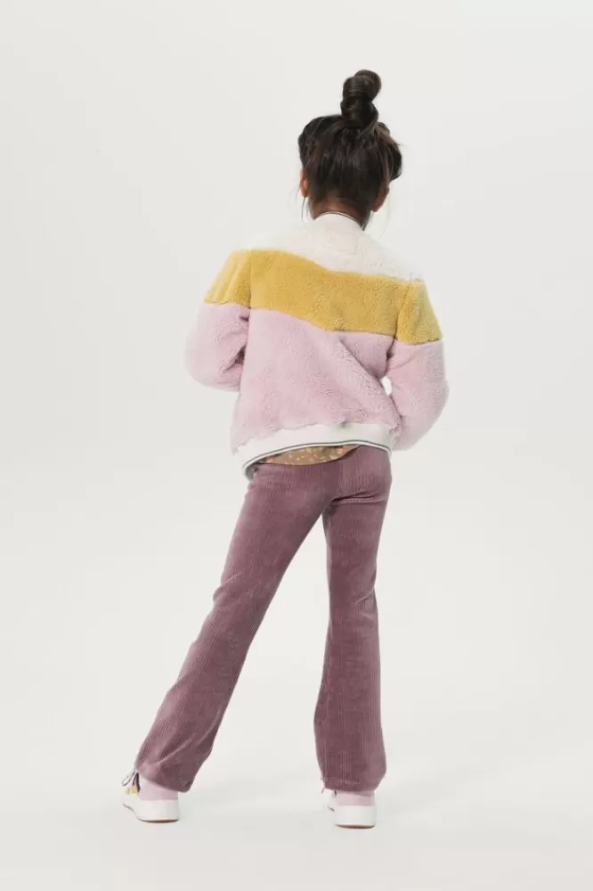 Kids * Blazers Jasjes & Gilets-Roze Faux Fur Colourblock Bomberjas