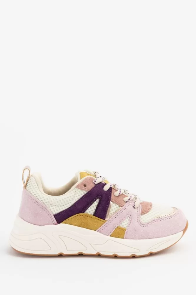 Kids * Schoenen-Roze Sneakers Met Mosterdgele Details