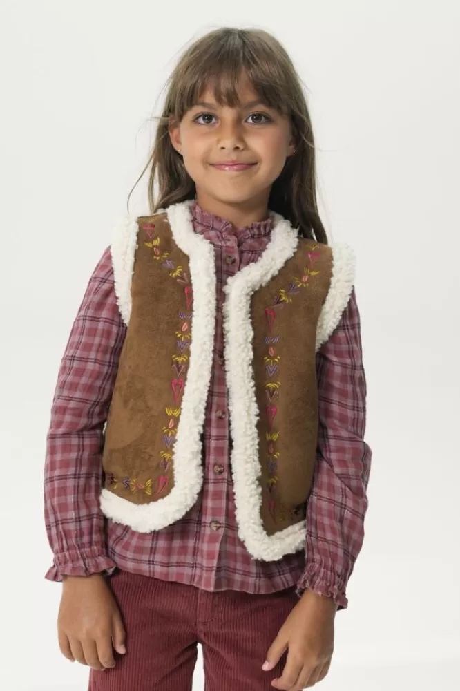 Kids * Blazers Jasjes & Gilets-Suede Gilet Met Teddy En Embroidery