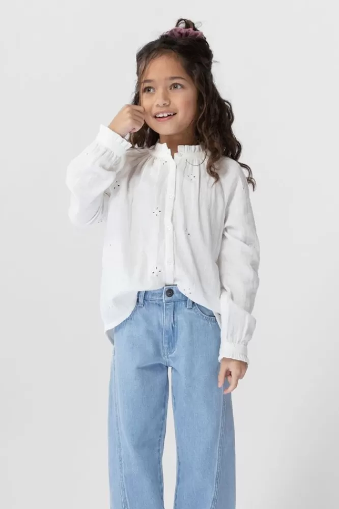 Kids * Blouses-Te Blouse Met Ajour Borduursel