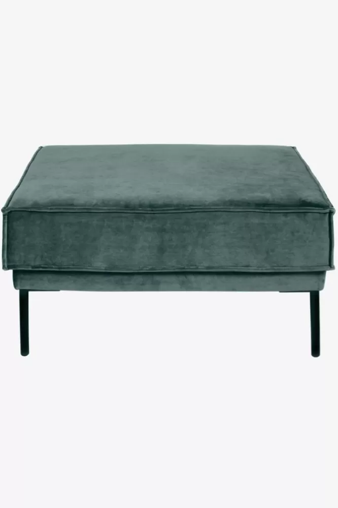 * Hockers En Poefjes-The Duchess Velvet Hocker Grijs Blauw